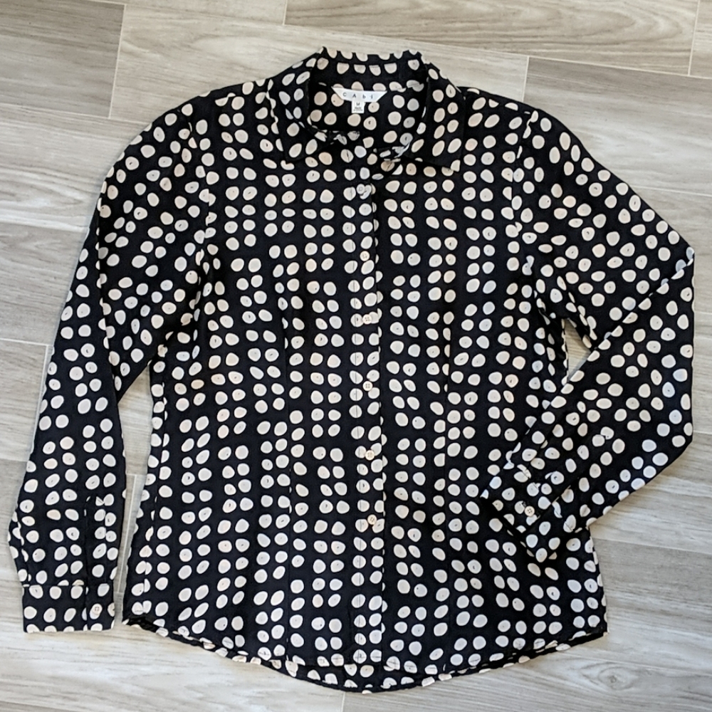CAbi 100% silk polka dot blouse